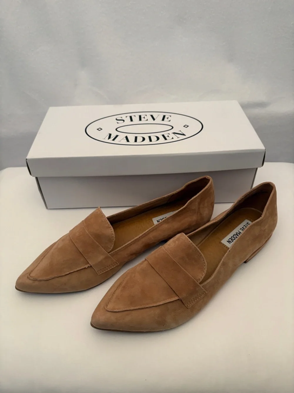Steve Madden Tan Suede Pointed Loafers